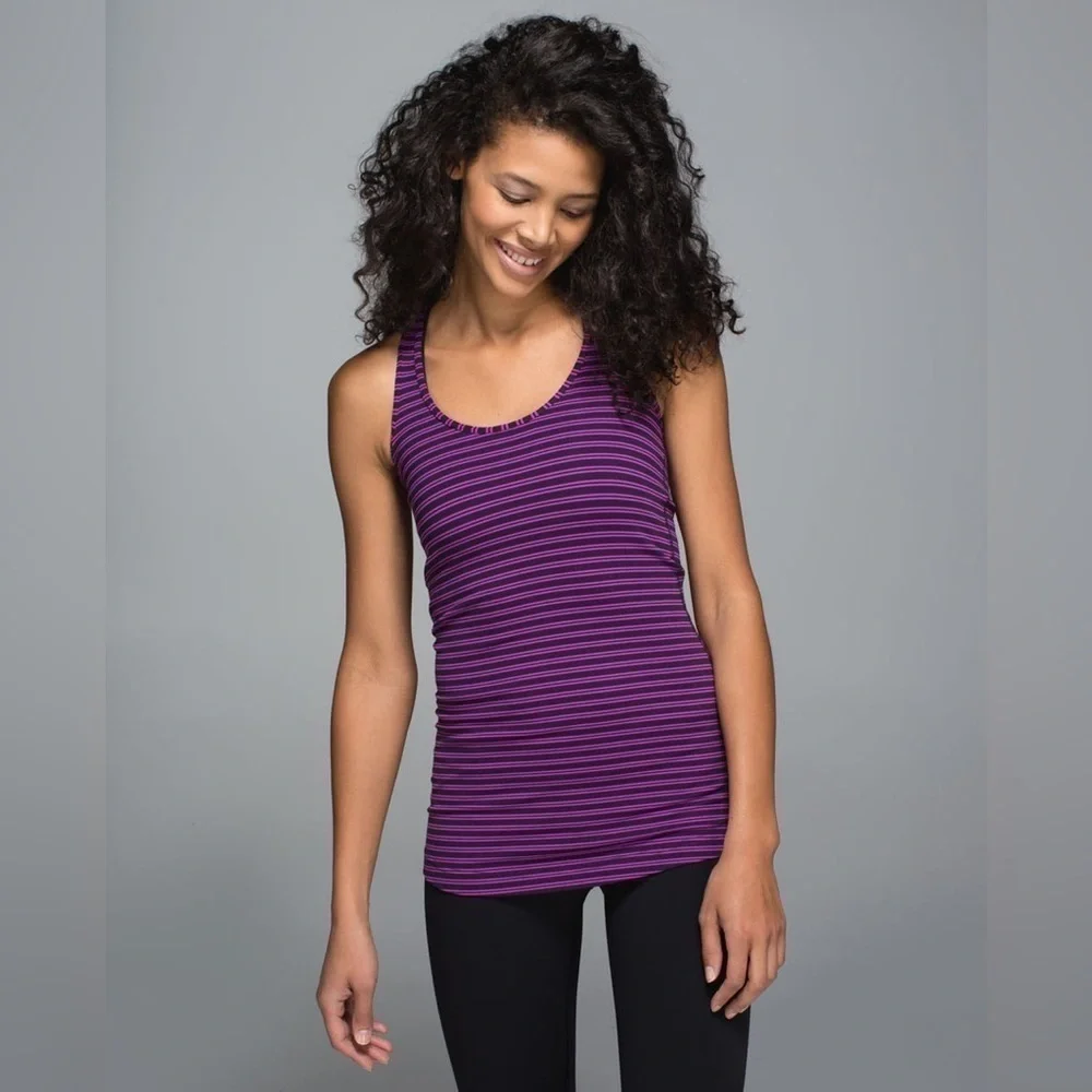 Lululemon | Cool‎ RacerbackDouble Trouble Stripe Ultra Violet Black Grape Sz 4